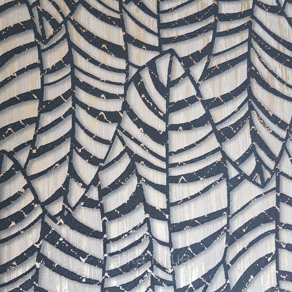 Шпалери метрові вінілові на флізелін Villa Marburg Lombardi геометрія абстракція листя чорні з золотистим Київ - фото 2