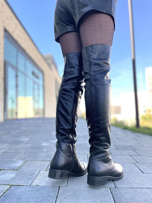 Nivelle Ботфорти зимові жіночі з натуральної шкіри чорні на низькому ходу, наповнювач хутро 300 Коломыя - изображение 7