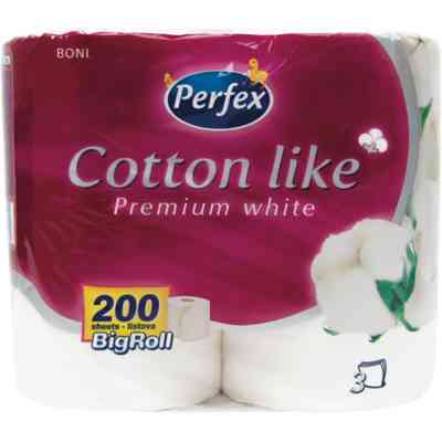 Туалетний папір Perfex Cotton Like Premium White 3 шари 4 рулони (8606102287329) Вінниця