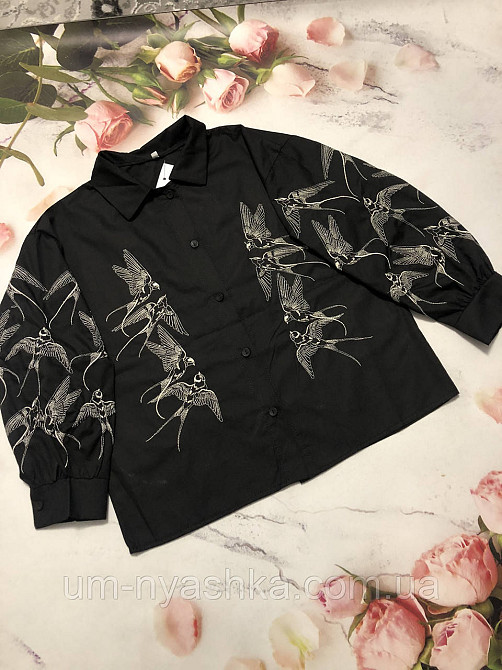 Белая рубашка с вышивкой Ласточки 134-152 Кривой Рог - изображение 3