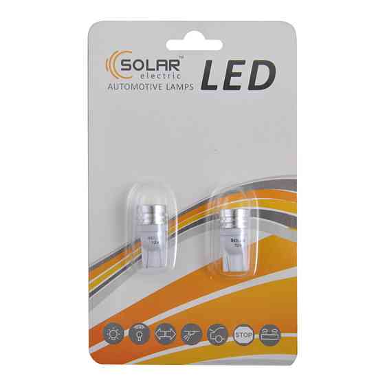 LED автолампа Solar 12V T10 W2.1x9.5d 1SMD 1W white, 2шт LS241_B2 Київ