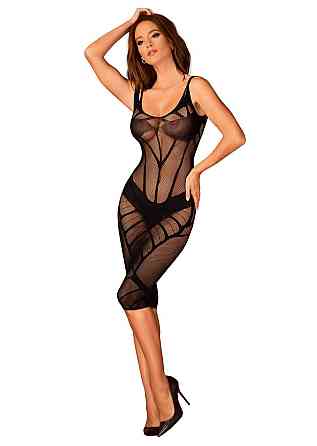 Полупрозрачное платье миди Obsessive D609 dress S/M/L, black Sex Aura Киев