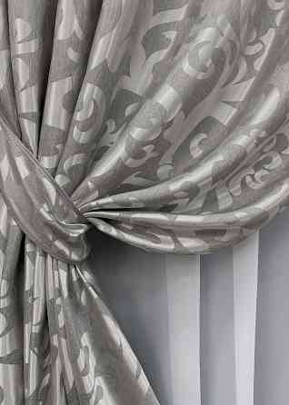 Комплект готових штор VR-Textil Жакард Вензель № 293ш Сірий 150х290 см 2 шт (30-820) Київ