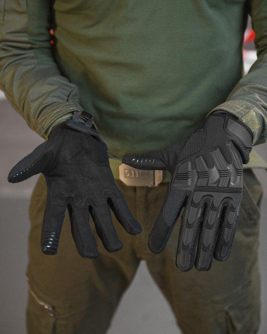 Перчатки тактичні чоловічі чорний зі вставками на липучці класні Одеса - фото 7
