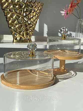 Набір для зберігання "Бамбукова перлина" скляна з бамбуковою підставкою 102-632 Київ