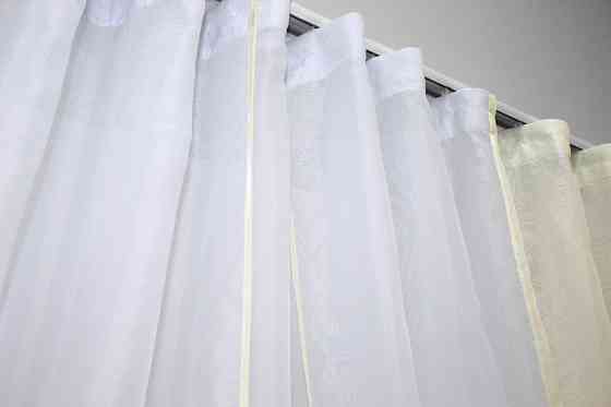 Кухонний комплект VR-Textil № 038к шторки і тюль бежевий з білим 280х170 см (50-328) Київ