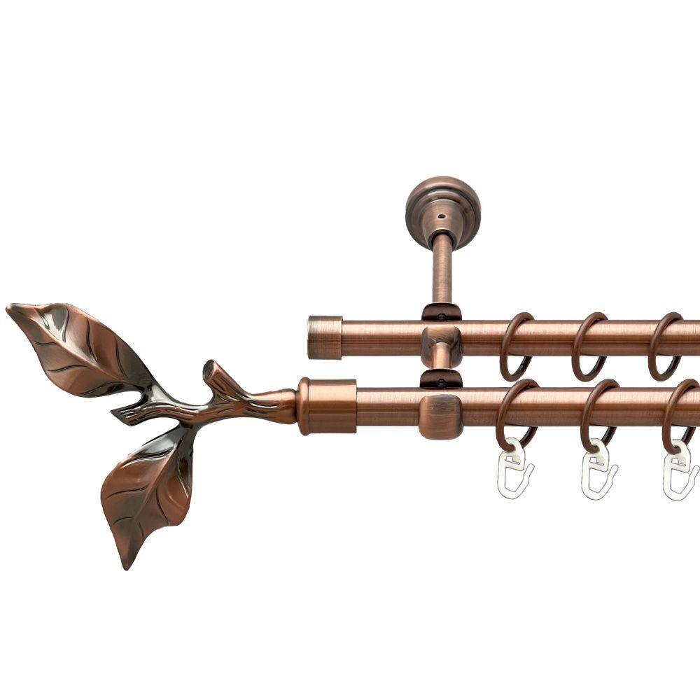 Карниз Orvit Листок Троянди металевий дворядний відкритий гладка труба кільце металеве Мідь 16\16 мм 160 см Львов - изображение 1