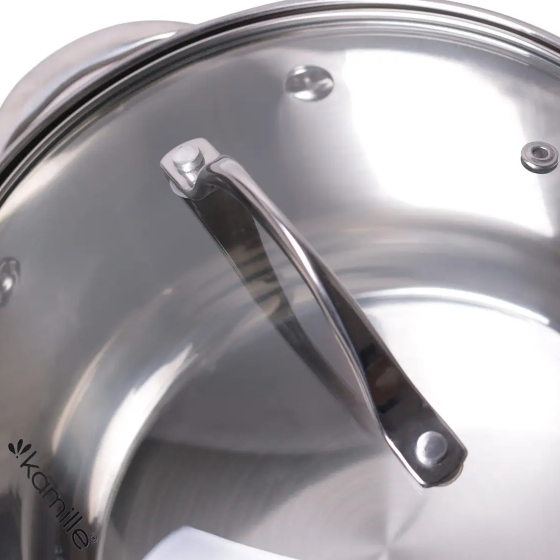 Каструля нержавіюча сталь 2,9л з кришкою 7-шарове дно 4718S KAMILLE Житомир - фото 4