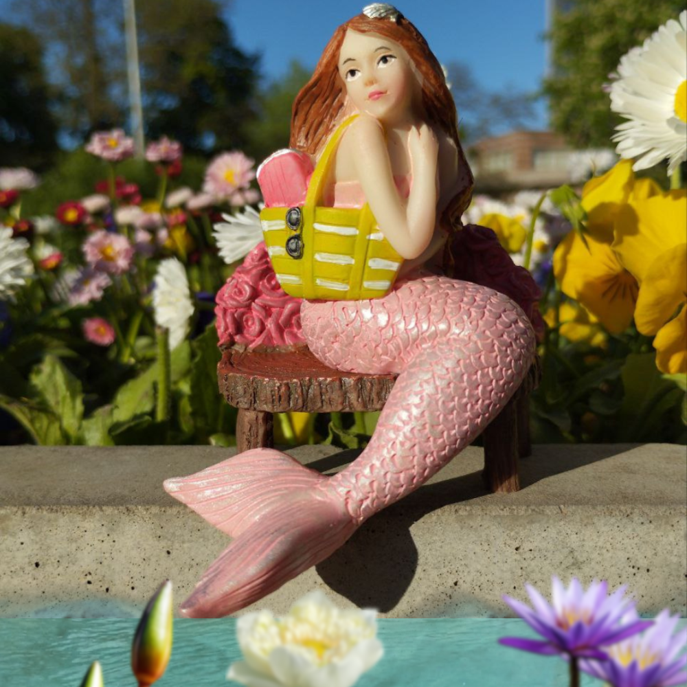 Фигурка Русалка на цветочной скамейке 9 х 8 см для сада, мини-сада, флорариума, Полистоун Одесса - изображение 1