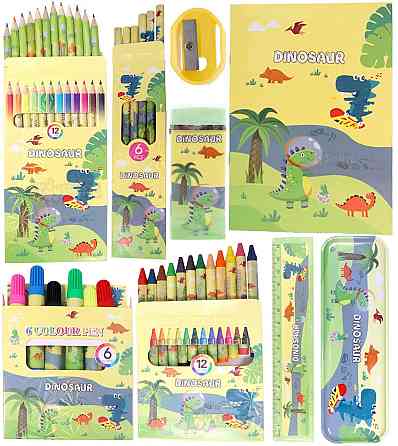 Набір для творчості та малювання, "Динозаври" подарунковий набір канцелярії для дітей пенал, олівці, маркери Кам'янець-Подільський
