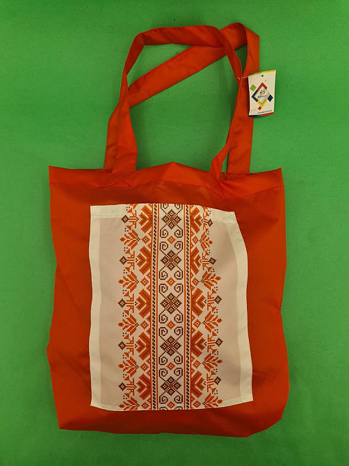Сумка з кишенею "Вишиванка" 01 40х35 см ручка 60 см червона вертикальна (1 шт.) Харків - фото 1