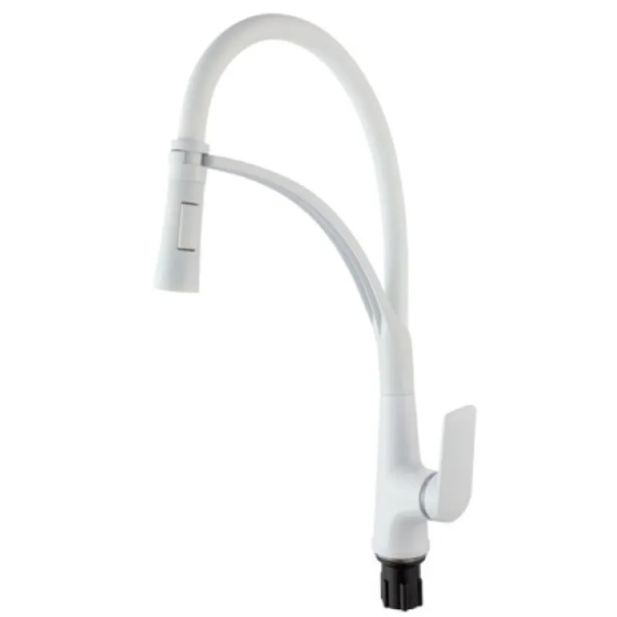 Кухонний змішувач Plamix Lucas-017 SET White REFL.White з підводом води (PM0716) Харків