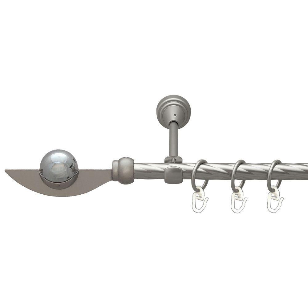 Карниз Orvit Фламінго металевий однорядний відкритий скручена труба кільце металеве Сатин 16 мм 160 см (00-00022797) Львів - фото 1