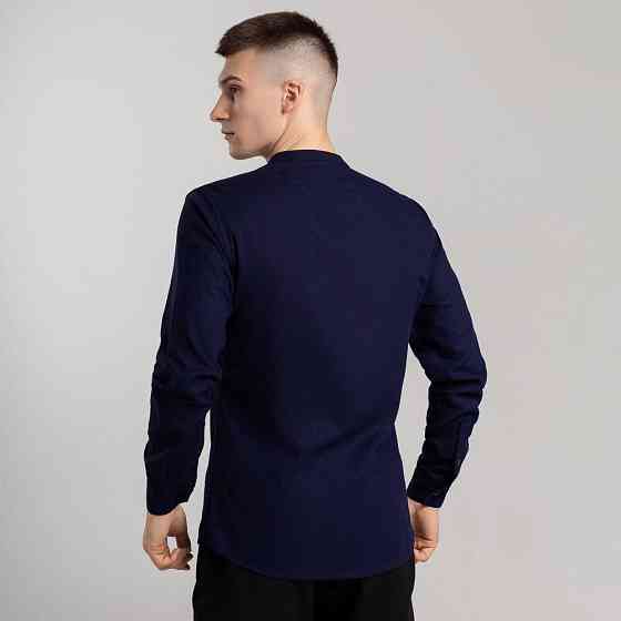 Мужская весенняя рубашка с длинным рукавом темно-синяя Pobedov Orion Киев