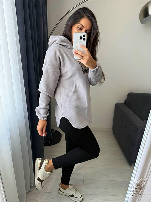 Жіночий теплий костюм-двійка: кофта та лосини двосторонній Polar Фліс + дайвінг на флісі Сірий, 46/48 Одеса - фото 3