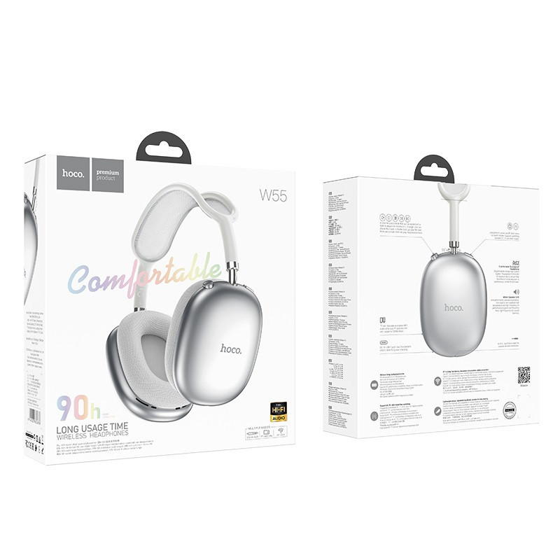 Беспроводные накладные наушники HOCO W55 Pleasing BT headphones Silver Одесса - изображение 2