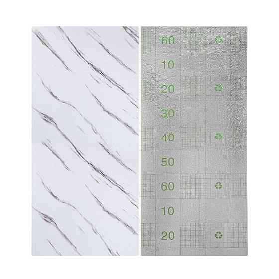 Виниловая самоклеящаяся плитка Белый мрамор глянец Киев
