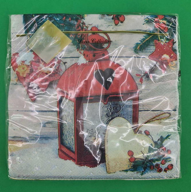 Новогодняя бумажная салфетка (ЗЗхЗЗ, 20шт) LuxyНГ Рождественский фонарь (846) (1 пачка) Харьков - изображение 2