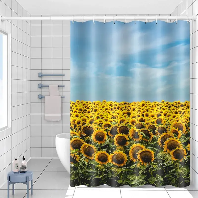 Шторка для ванны из полиэстера водонепроницаемая Bathlux 180x180 см с кольцами, занавеска для ванной комнаты Каменец-Подольский - изображение 1