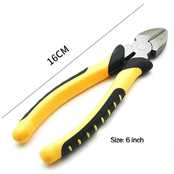 Набор ручных инструментов 3 шт: для обрезки и обжима: бокорезы,длинногубцы,комбинированные плоскогубцы,цвет черно-жёлтый Каменец-Подольский