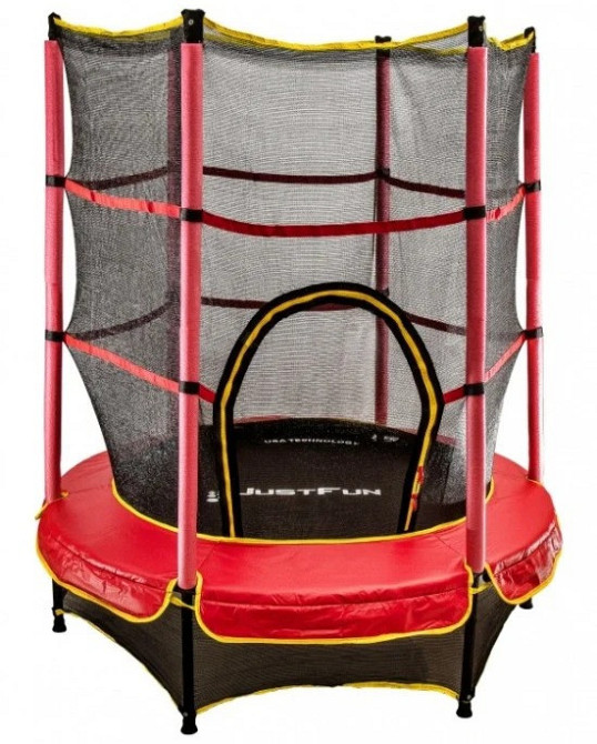 Дитячий батут 140 см Just Fun із захисною сіткою для дітей Червоний Київ - фото 2