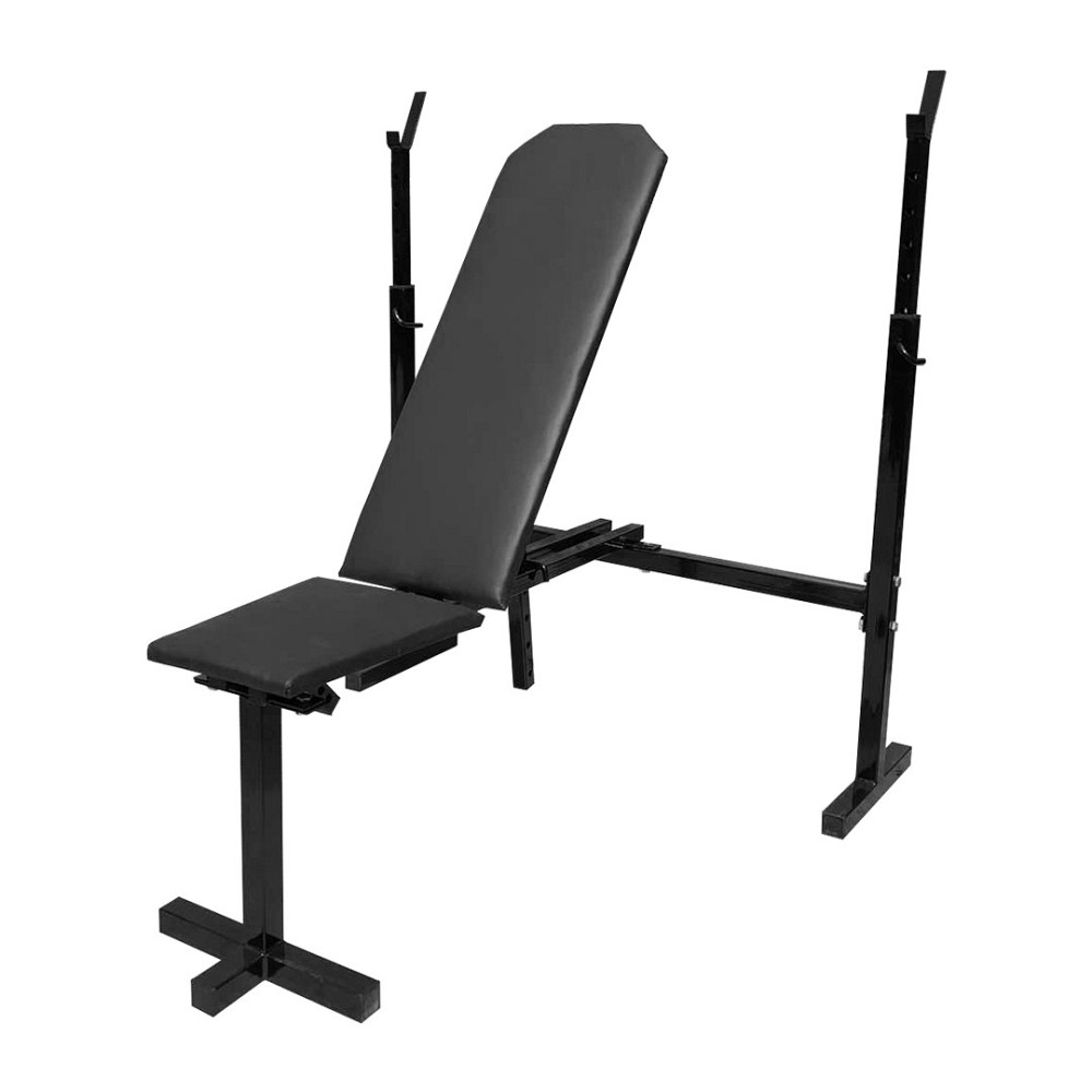 Лавка для жиму зі стійками 40 на 40 мм регульована Чорний Київ - фото 1