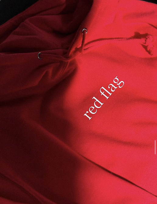 Худі Red Flag з написом «red flag» | Червоне худі з мінімалістичним принтом XXL, Червоний Чернівці - фото 1