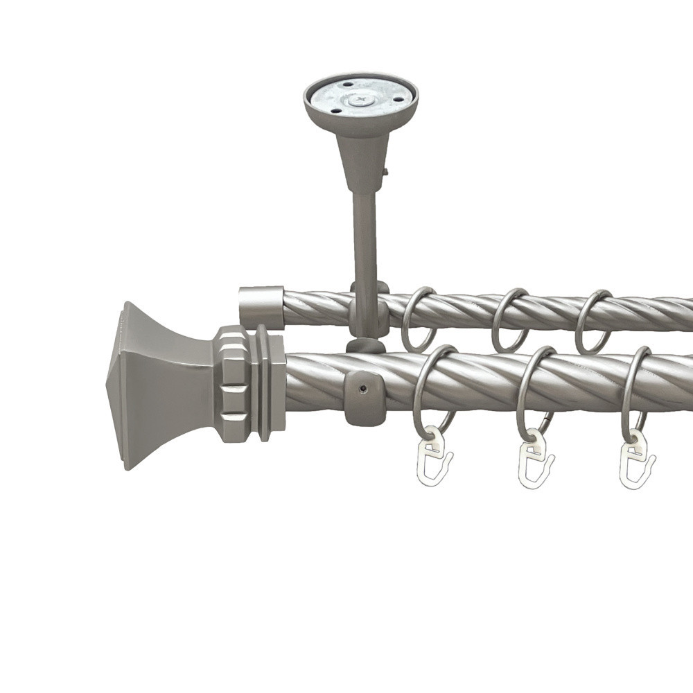 Карниз Orvit Емпорія металевий дворядний відкритий до стелі скручена труба кільце металеве Сатин 25\16 мм 300 см (00-00024089) Львів - фото 1