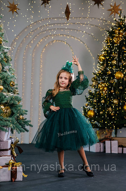 Зелене пишне плаття з рукавами 110-128 Кривий Ріг - фото 12