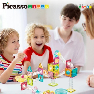 Конструктор Picasso магнітний Tiles Mini Diamond Marble Run Track Set 60 деталей (817338028299) Вінниця - фото 7