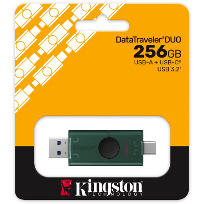 USB флеш накопитель Kingston 256GB DataTraveler Duo USB 3.2 / Type-C Black/Green (DTDEG2/256GB) Винница - изображение 12