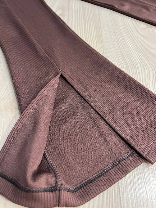 Лосини жіночі Prenses 535 з високою посадкою та розрізами кльош коричневі, коричневий, XL Київ - фото 5