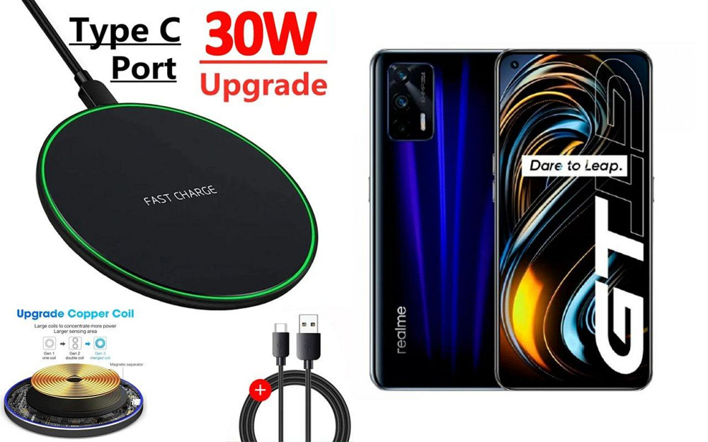 Бездротовий зарядний пристрій Copper до 30W для Motorola Edge 50 Neo, Edge 50 Pro, USB-C, LED Київ - фото 1