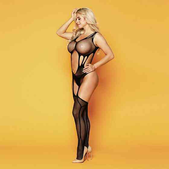 Відкритий бодістокінг з імітацією панчох "Пауліна" Black One Size Sex Aura Київ