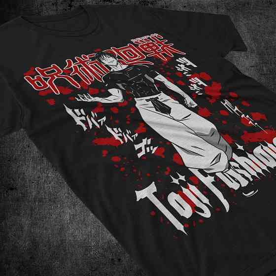 Футболка з аніме принтом Магічна битва оверсайз (S/M/L) Чорний AnimeJ1081 Дніпро