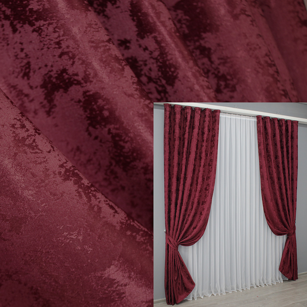 Комплект готовых штор VR-Textil Жаккард Sultan XO № 1472ш Бордовый 150х270 см 2 шт (33-0341) Киев - изображение 1