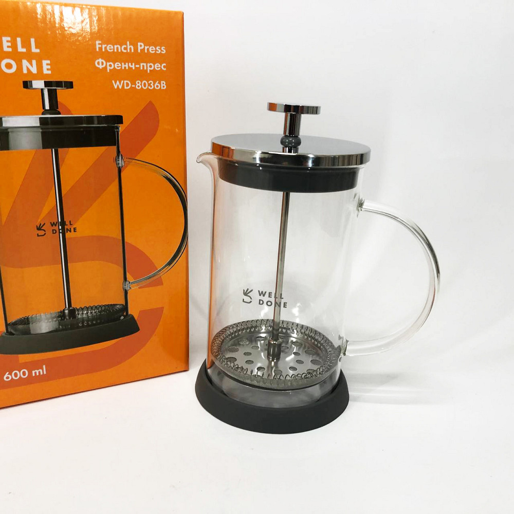 Френч-прес для заварювання трав, Простий френч-прес, Чайник заварювальний скляний якісний на кухню PL-76 Львів - фото 4