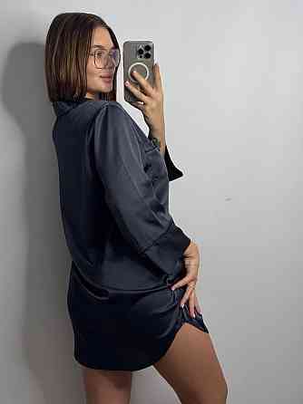 Жіноча нічна сорочка подовжена шовкова ХL Графітовий Харків