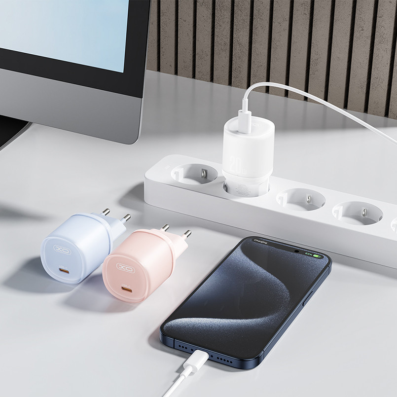 Мережевий зарядний пристрій XO L143 PD20W Single USB-C + Lightning кабель білий Львів - фото 4