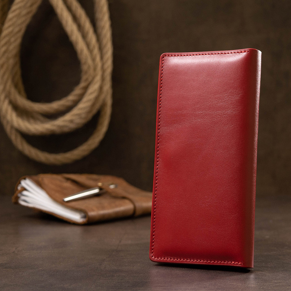 Вертикальне жіноче портмоне GRANDE PELLE 11555 Червоний Київ - фото 3