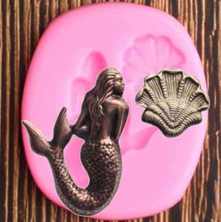 Молд кондитерский Русалка и ракушка 55 на 47 мм розовый Киев
