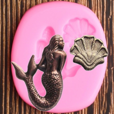 Молд кондитерский Русалка и ракушка 55 на 47 мм розовый Киев - изображение 1