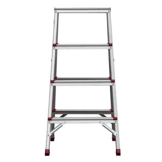 Драбина алюмінієва двостороння, 4 сходинки, висота: 876 мм, 150 кг INTERTOOL LT-1104 Київ