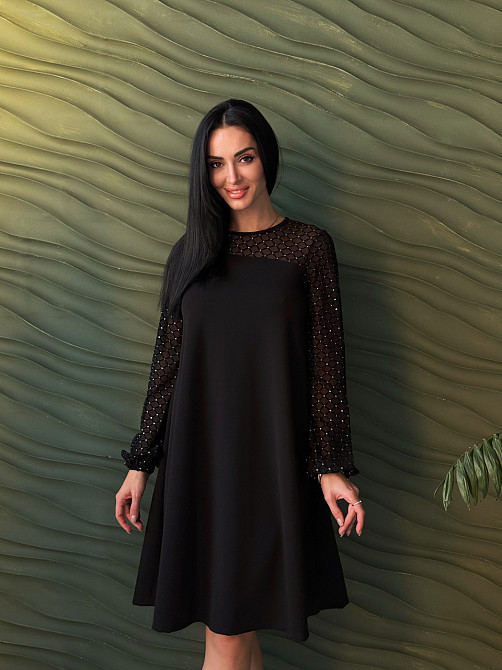 Вечірня сукня з прозорими рукавами Sofira 46-48, Чорний Київ - фото 1