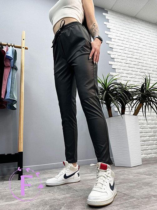 Демісезонні штани з екошкіри "Richy" (тонкі) оптом | Норма Чорний, 48 Київ - фото 2