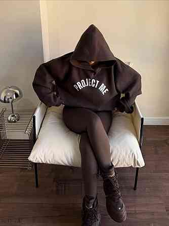 Жіночий стильний теплий костюм худі+лосини трьохнитка+мікродайвінг на флісі Одеса