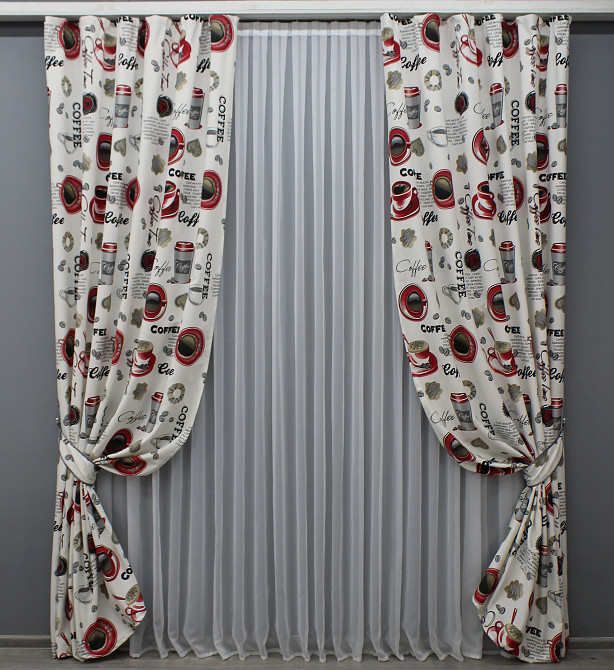 Комплект готових фото-штор VR-Textil Coffee-House № 1496ш Різнобарвний 100х270 см 2 шт (31-976) Київ - фото 2