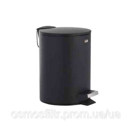 Відро косметичне Axentia 3 л з педаллю метал чорне матове O 17 см Н 24.5 см (251180) Київ