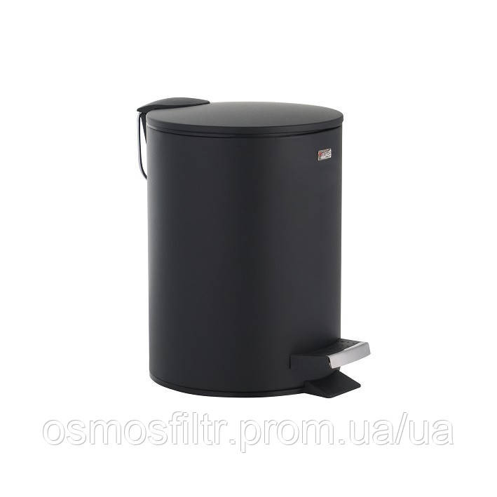 Відро косметичне Axentia 3 л з педаллю метал чорне матове O 17 см Н 24.5 см (251180) Київ - фото 1
