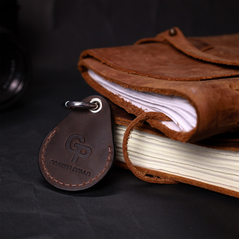 Надійний брелок-тримач для Apple AirTag із натуральної шкіри GRANDE PELLE 11615 Коричневий Київ - фото 6